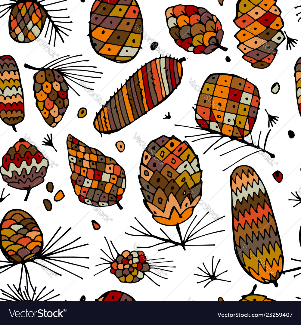 Cedar cones seamless pattern for your design