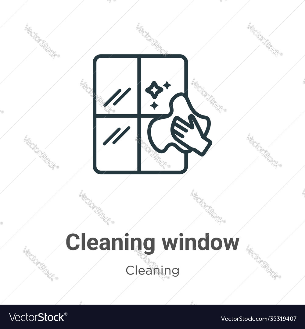 Cleaning window outline icon thin line black