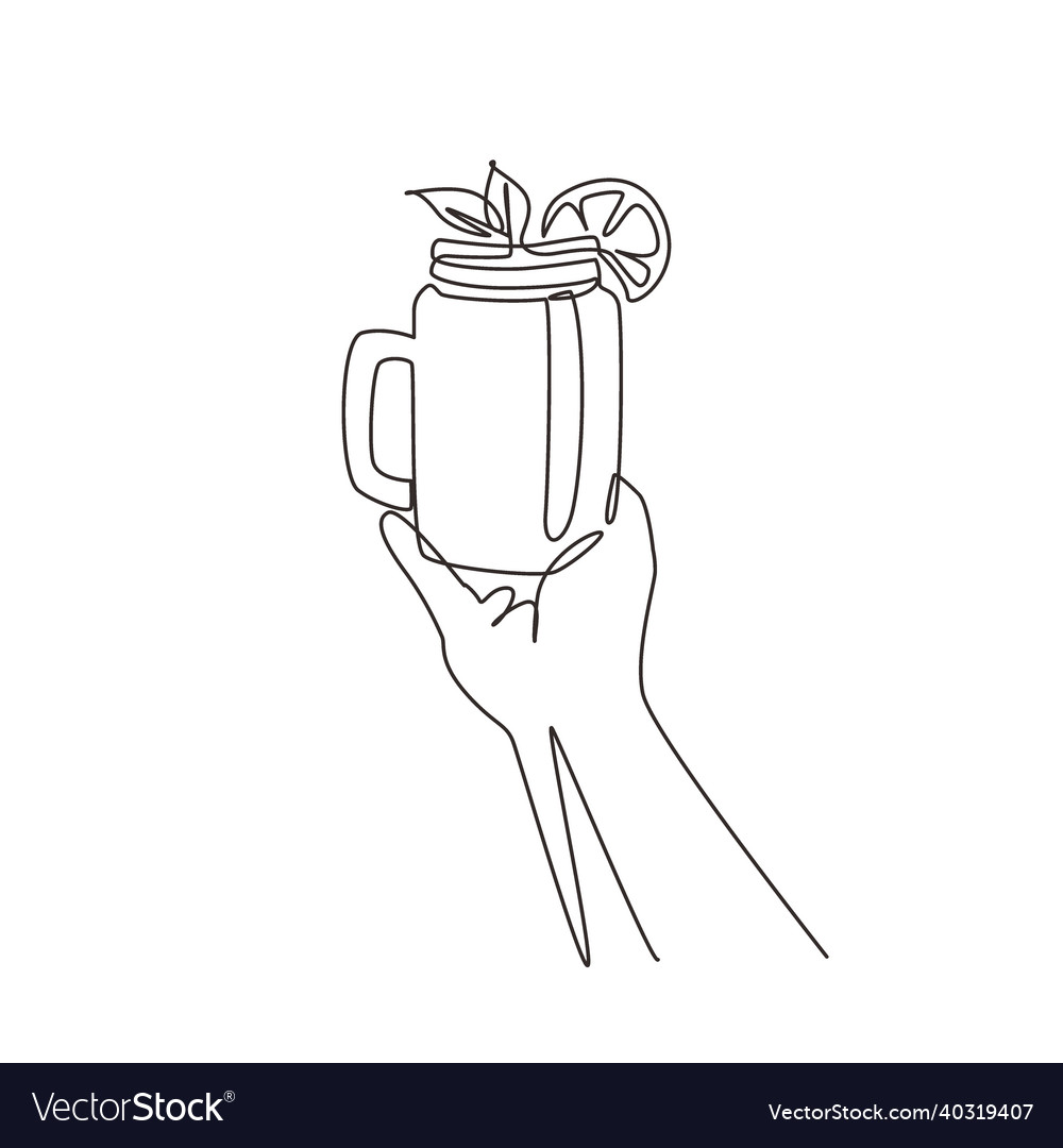 Continuous one line drawing freshly squeezed