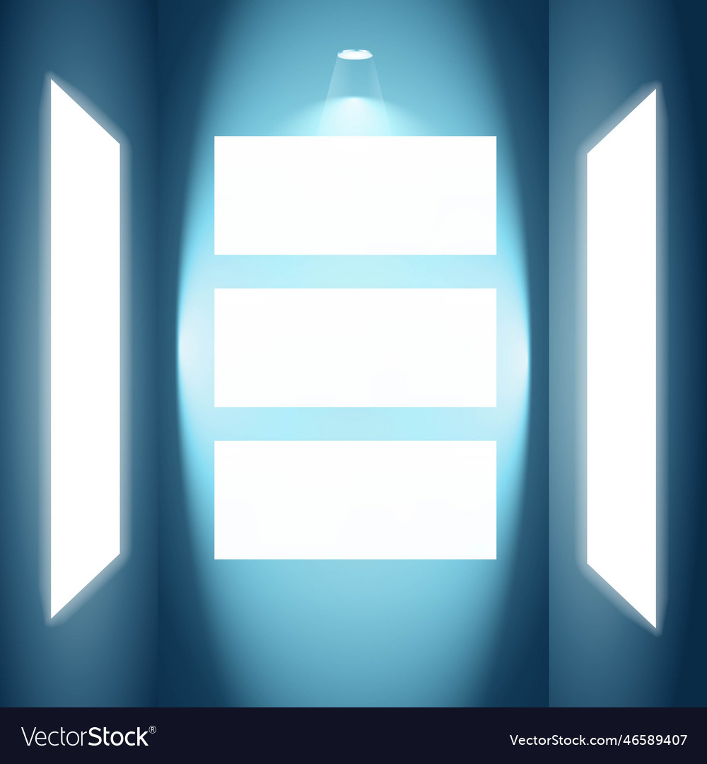 Empty display frame with spot light