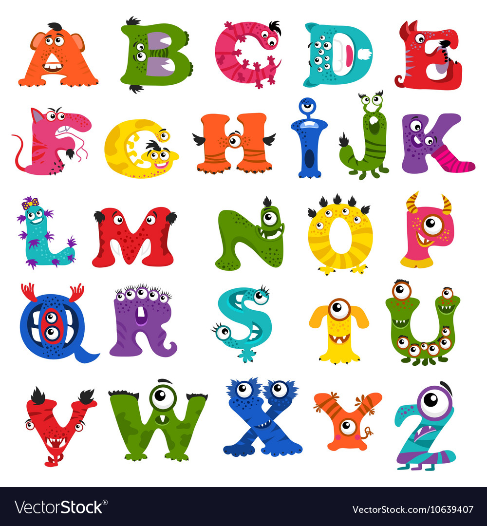 Funny Monster Alphabet For Kids Royalty Free Vector Image