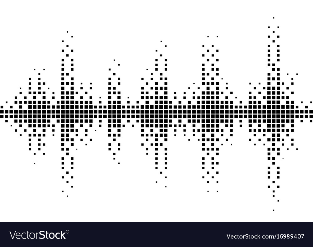 Halftone sound wave black and white pattern