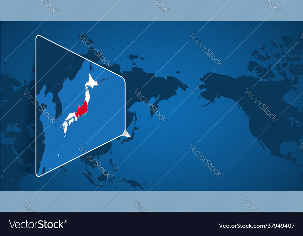 Location japan on world map with enlarged Vector Image