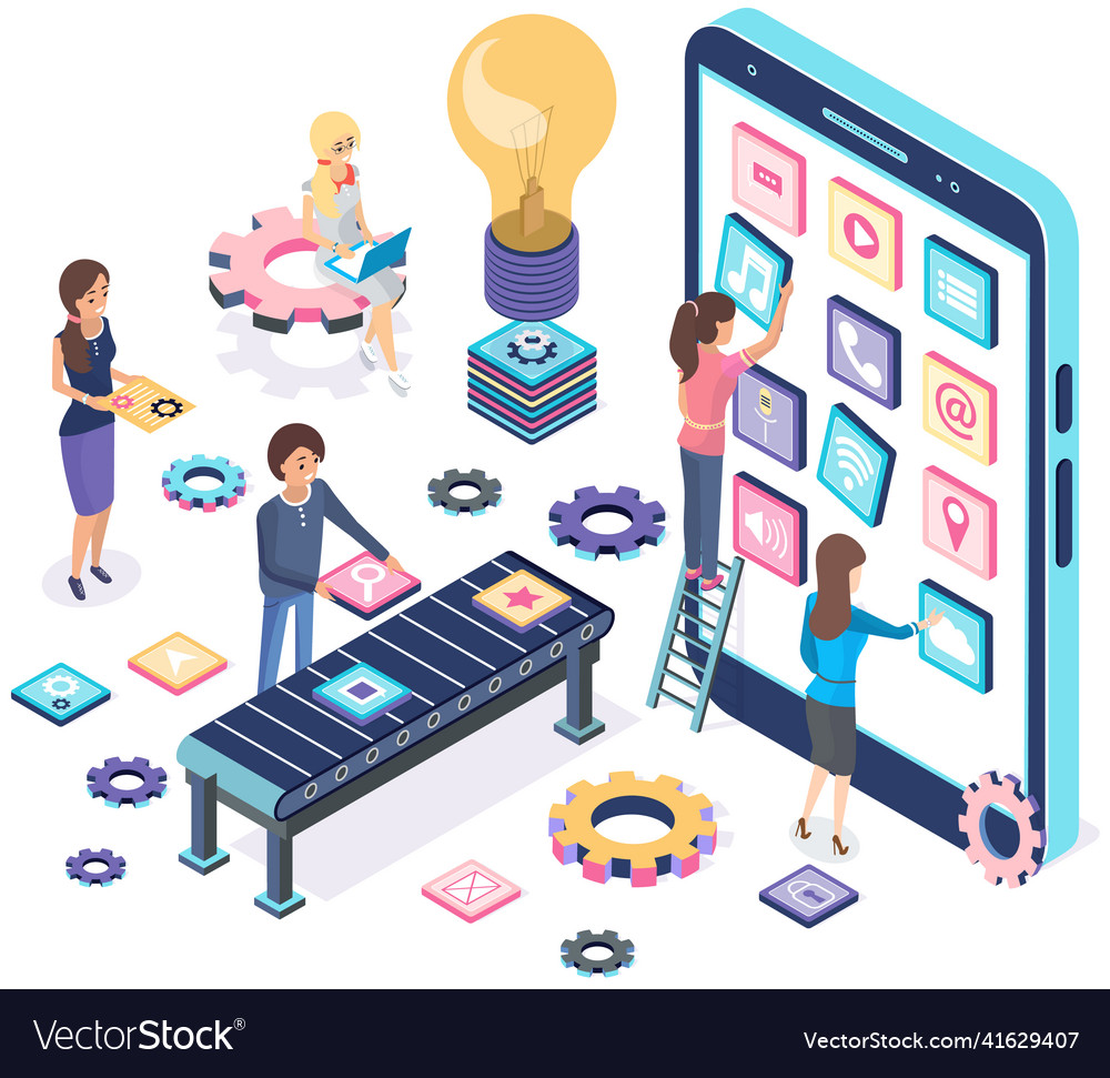 People working with development of mobile program