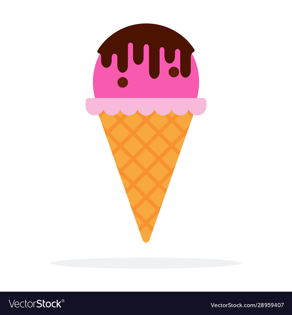 Pink ice cream ball with chocolate sauce Vector Image