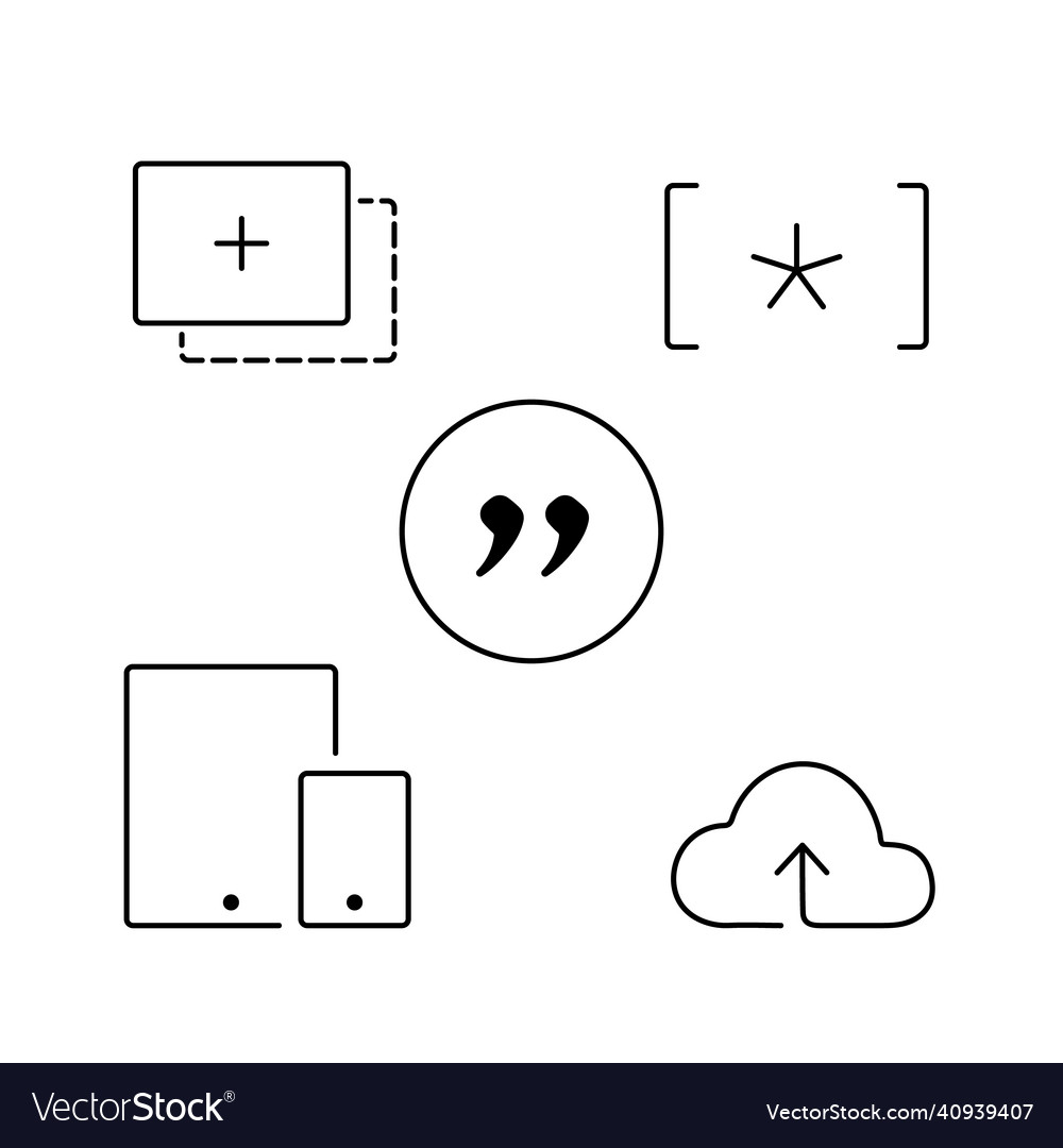 Set of five outline icons for user interface