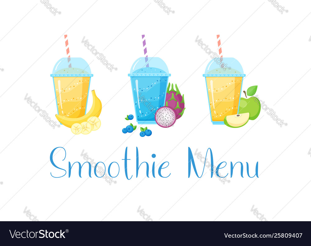 Set smoothie banner vitamin drink