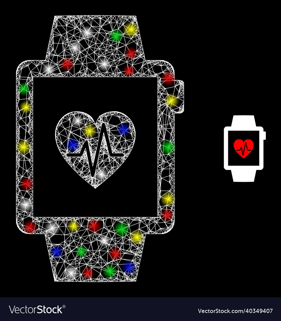Shiny irregular network heart pulse tracker icon vector image Shiny irregular network heart pulse tracker icon