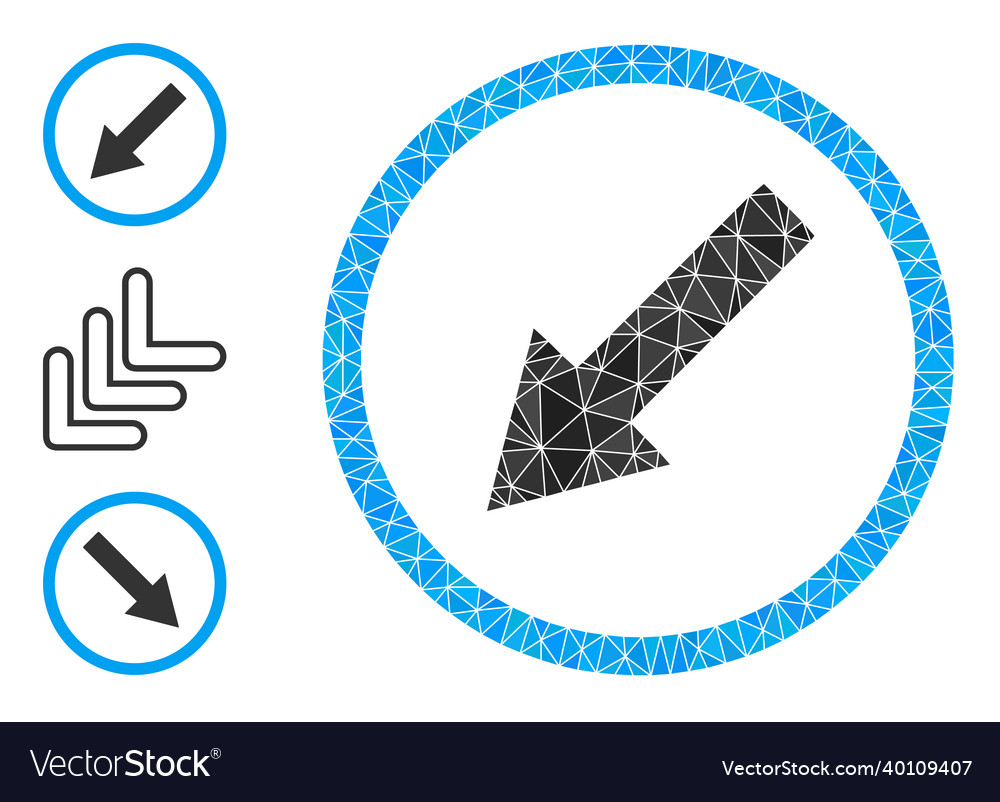 Triangle filled down-left rounded arrow vector image Triangle filled down-left rounded arrow