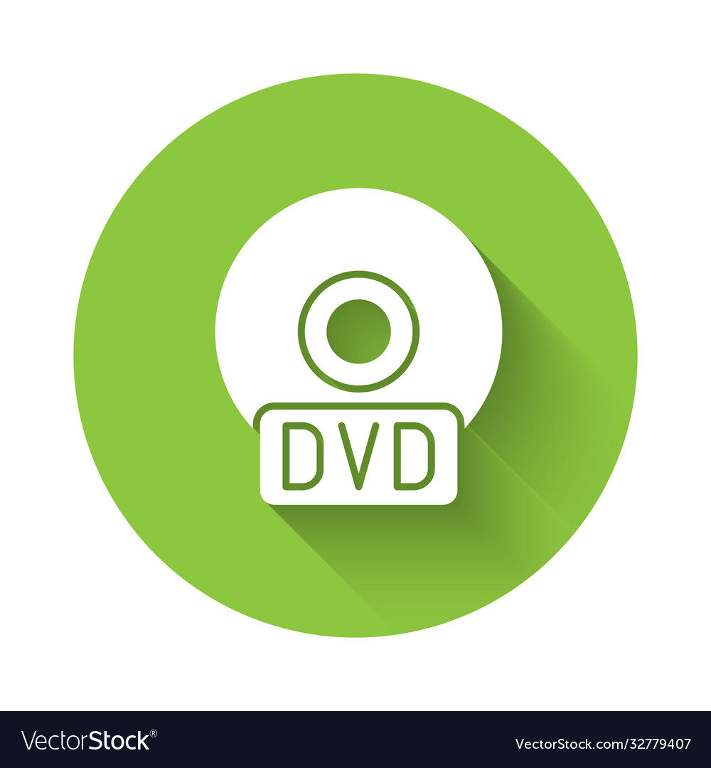 White cd or dvd disk icon isolated with long Vector Image