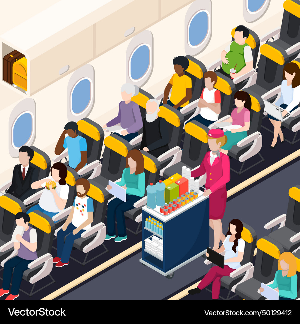 Airplane passengers composition Royalty Free Vector Image