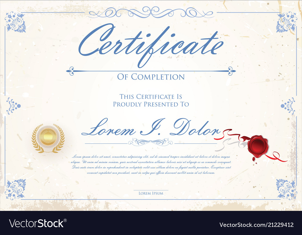 certificate or diploma retro design template vector image diploma design template