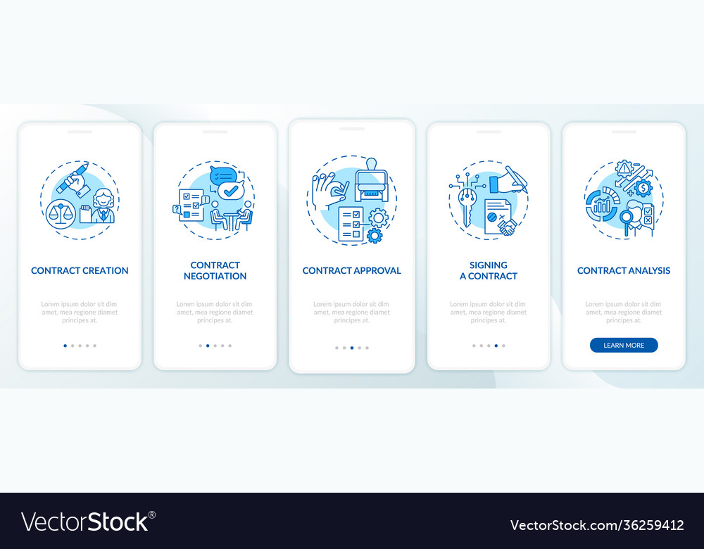 Contract lifecycle steps onboarding mobile app