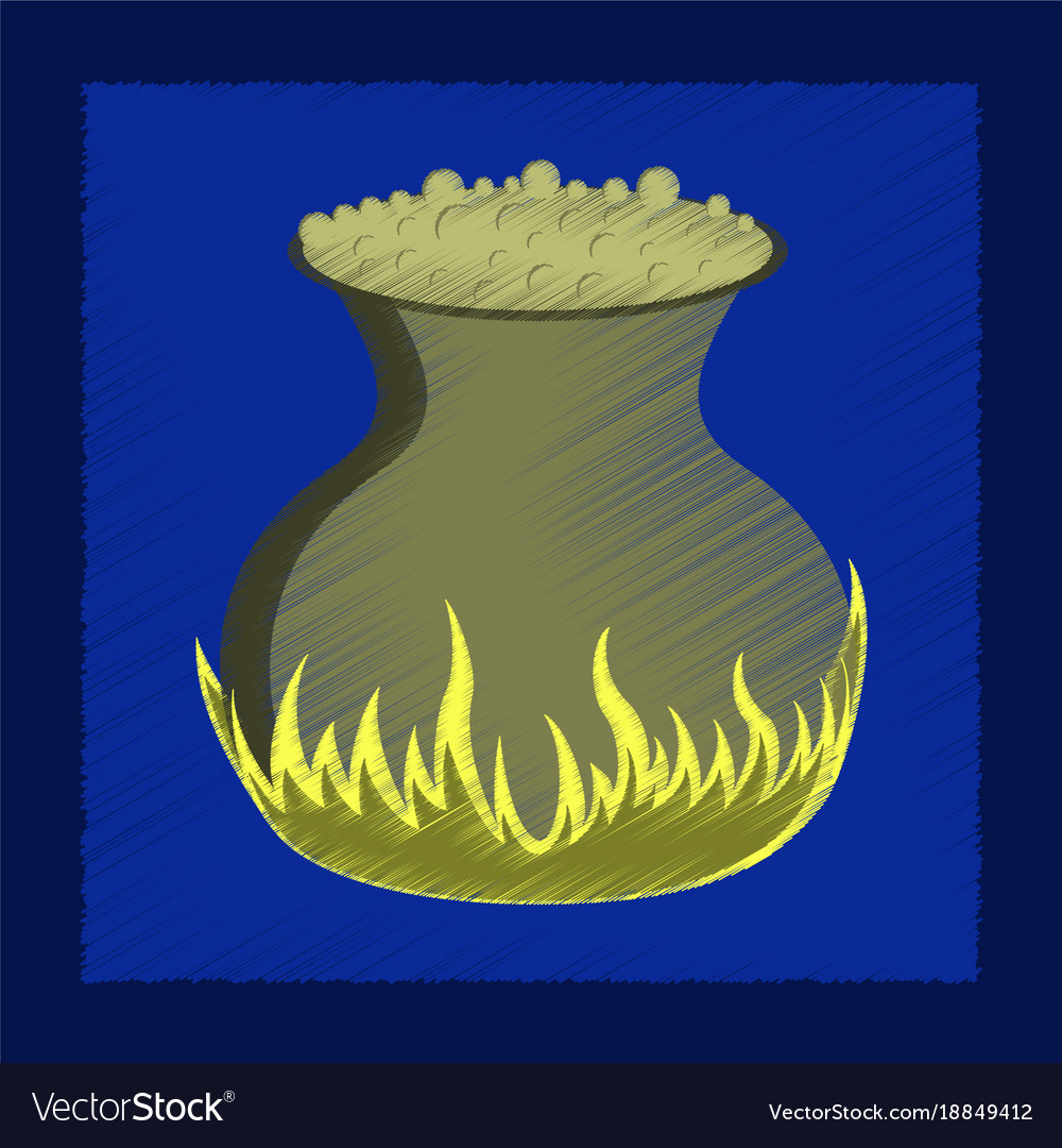 Flat shading style icon potion cauldron