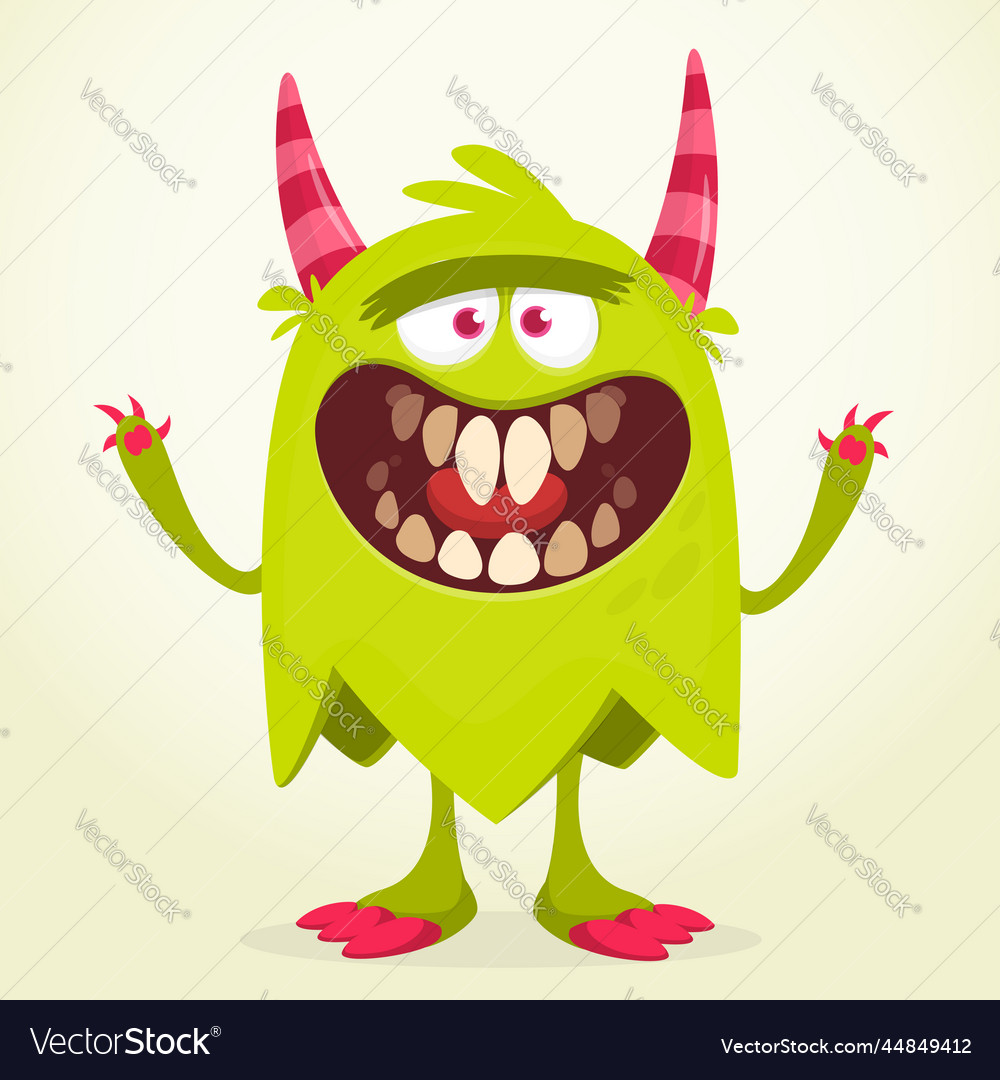 Funny cartoon monster character of cute and happy Vector Image