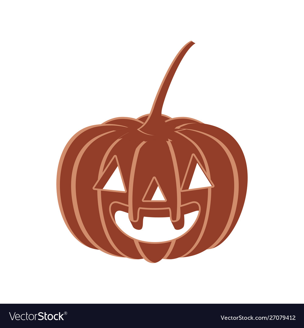 Halloween pumpkin with scary face on white