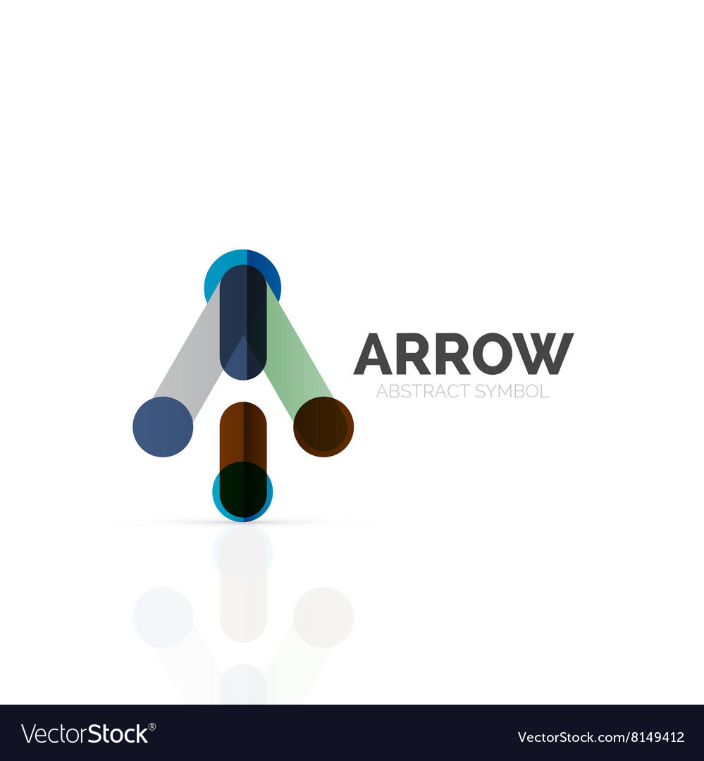Linear arrow abstract logo connected multicolored