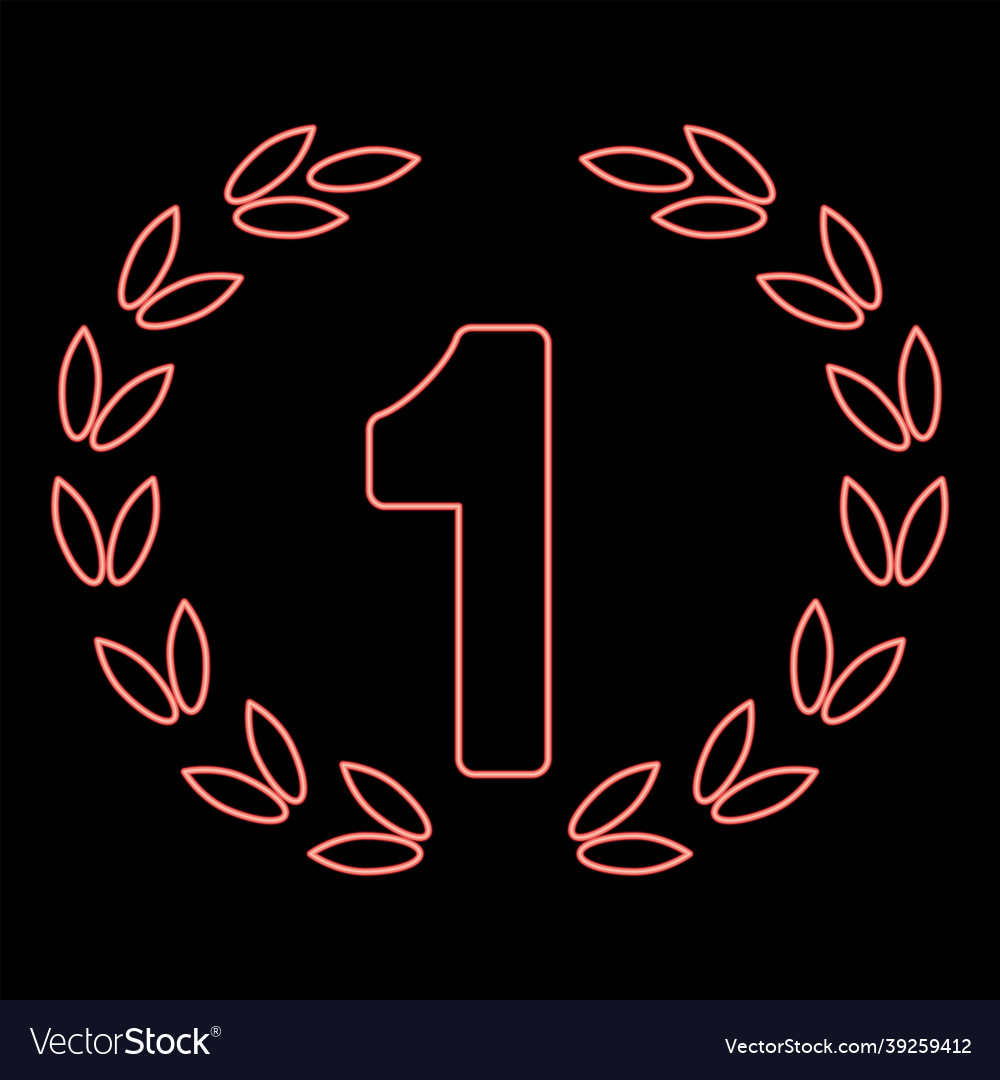 Neon first place red color flat style image Vector Image Neon first place red color flat style image