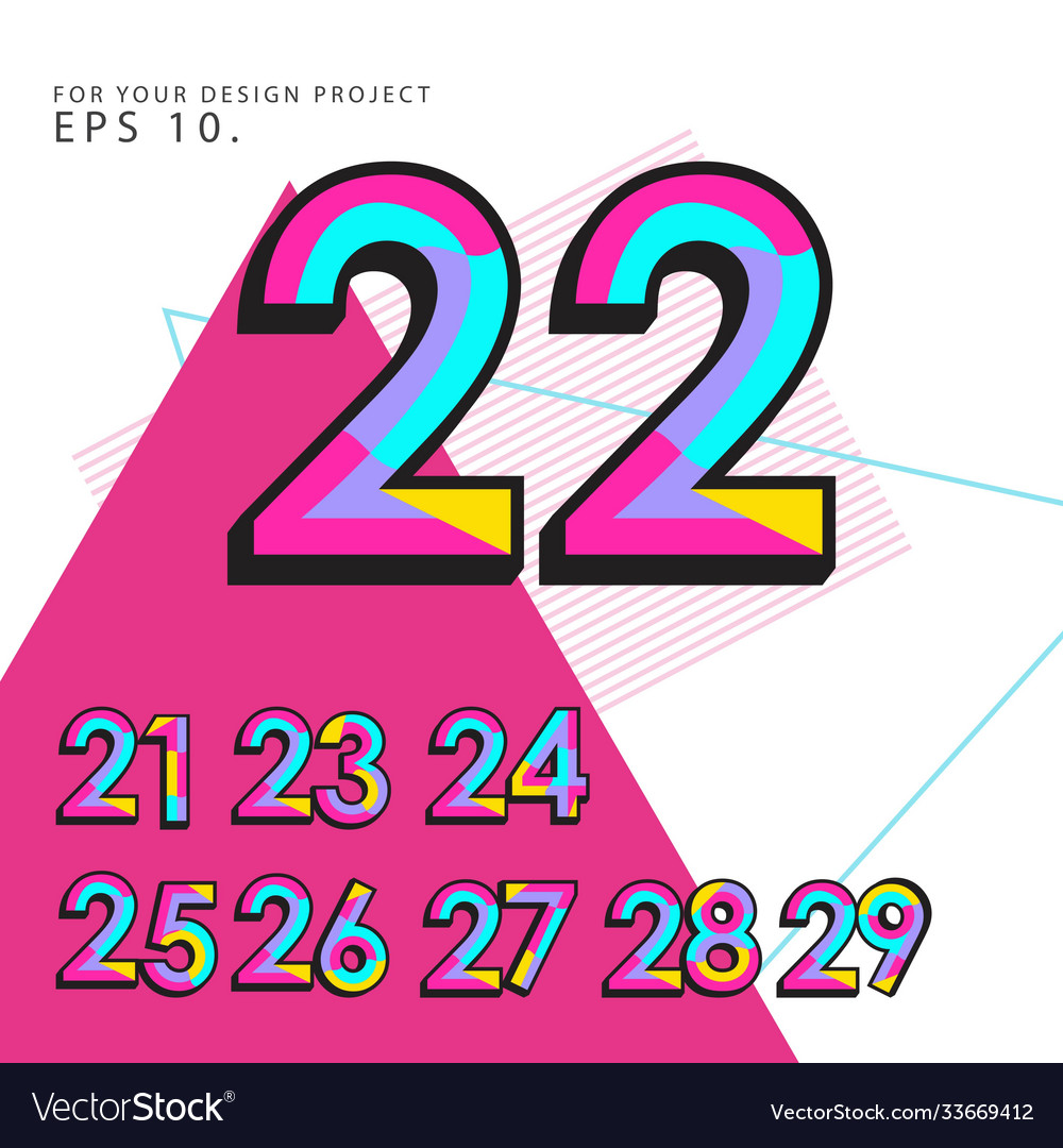 Retro number set template design