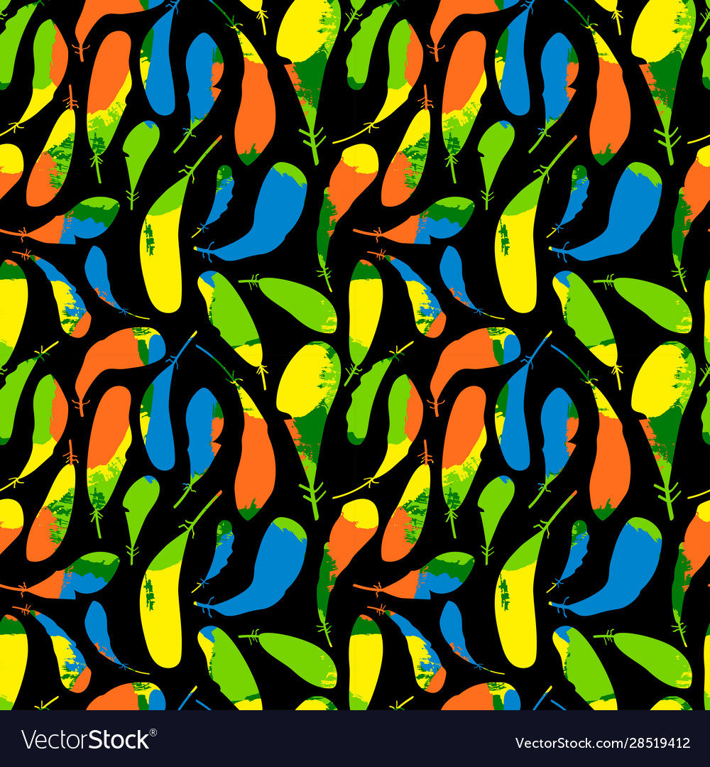 Seamless pattern with colorful feathers vector image Seamless pattern with colorful feathers