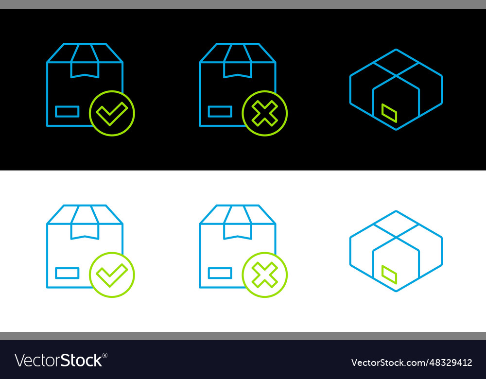 Set line carton cardboard box ackage with check vector image Set line carton cardboard box ackage with check