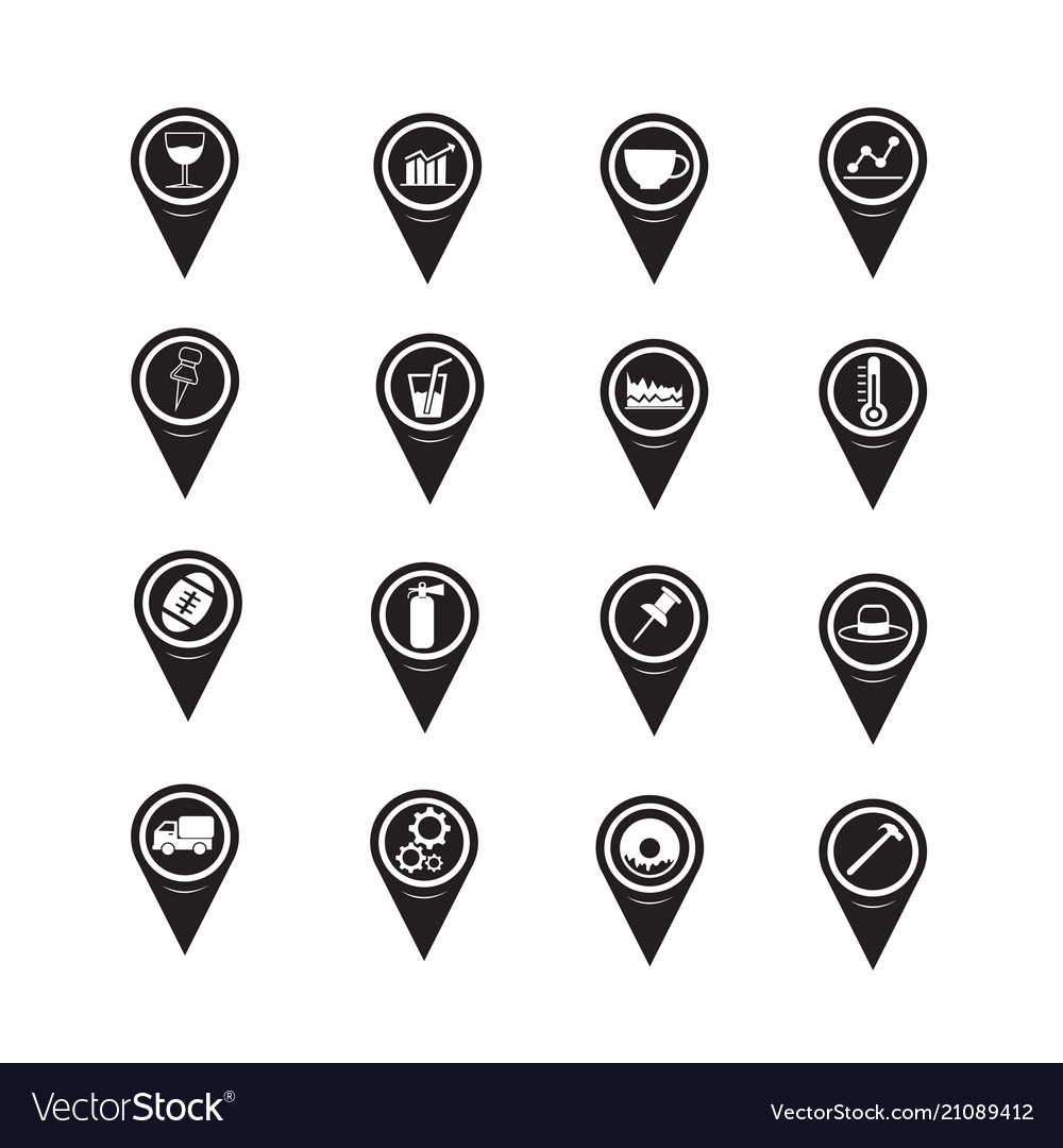 Set of map pointer icons for website vector image Set of map pointer icons for website