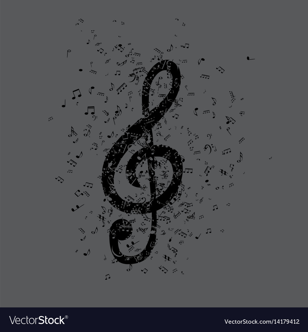 Set of musical notes on five-line clock notation