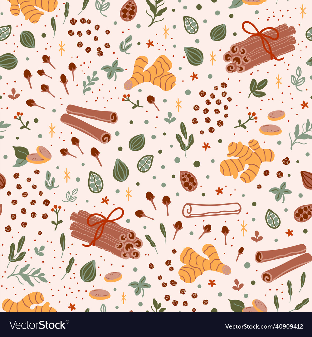 Spicy tea pattern spiced seamless background