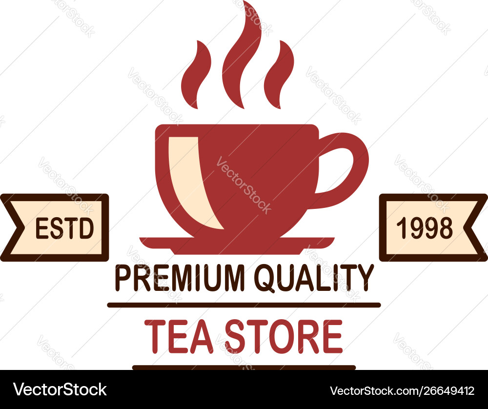 Tea shop emblem template design element for logo Vector Image