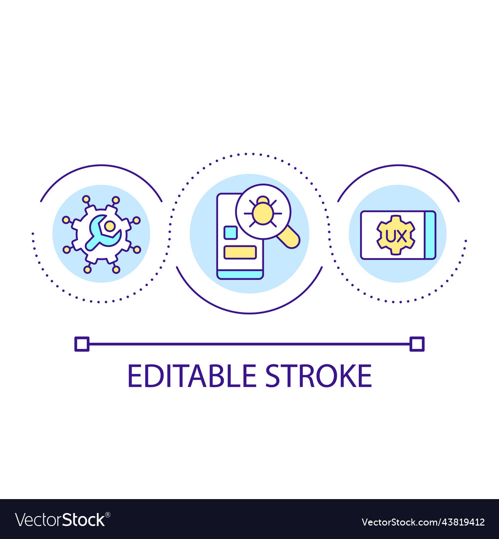 Website and mobile app testing loop concept icon vector image Website and mobile app testing loop concept icon