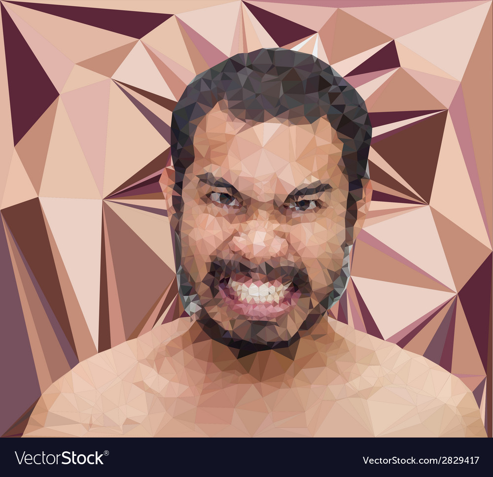 Angry man face in triangular style