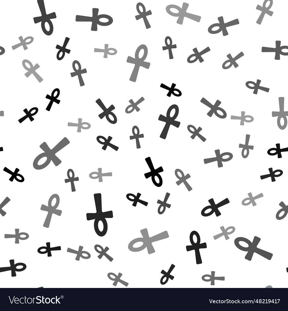 Black cross ankh icon isolated seamless pattern Vector Image