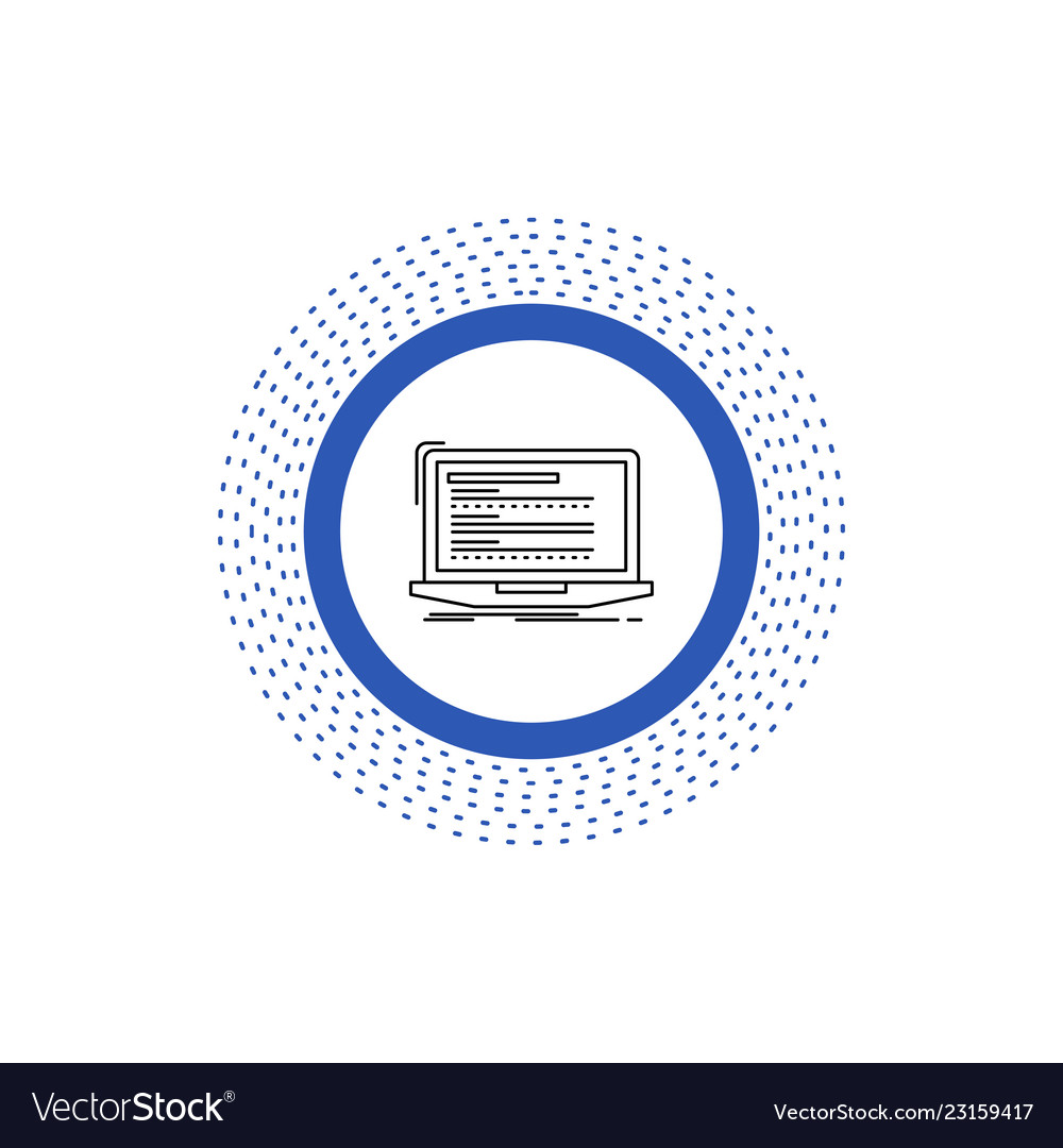 Code coding computer monoblock laptop line icon vector image Code coding computer monoblock laptop line icon