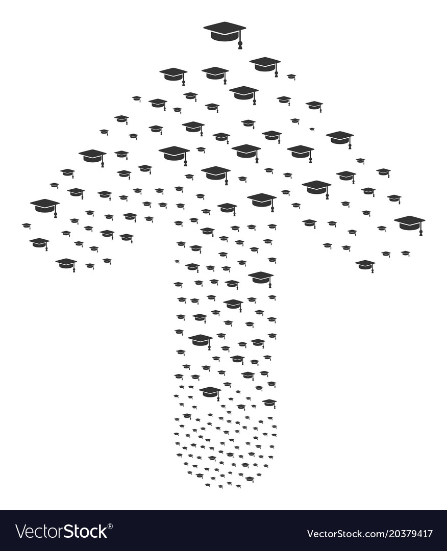 Forward oriented arrow figure with graduation cap