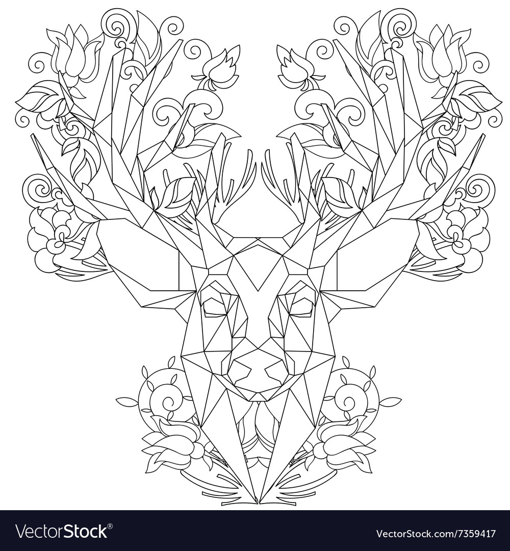 Front view of animal head triangular icon deer