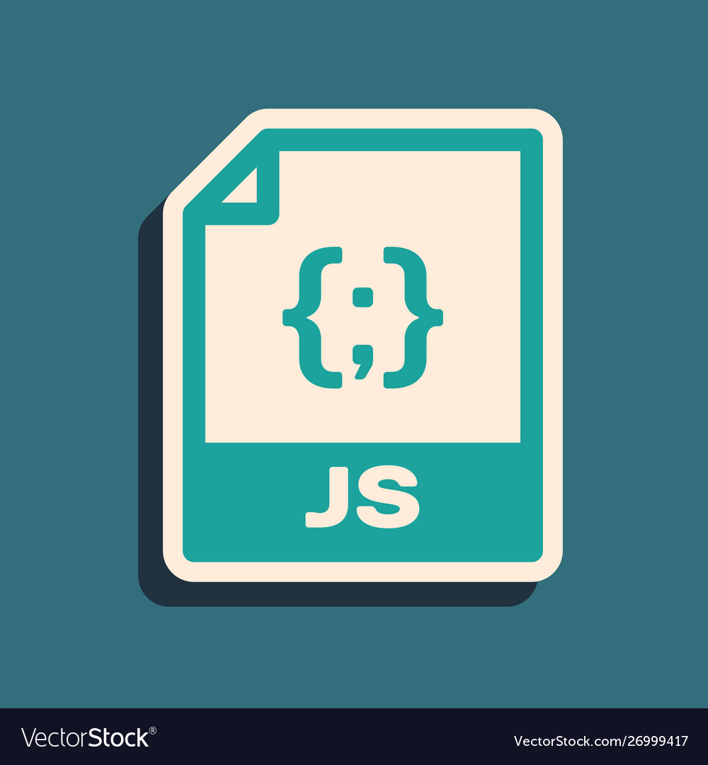 Green js file document download button icon vector image Green js file document download button icon