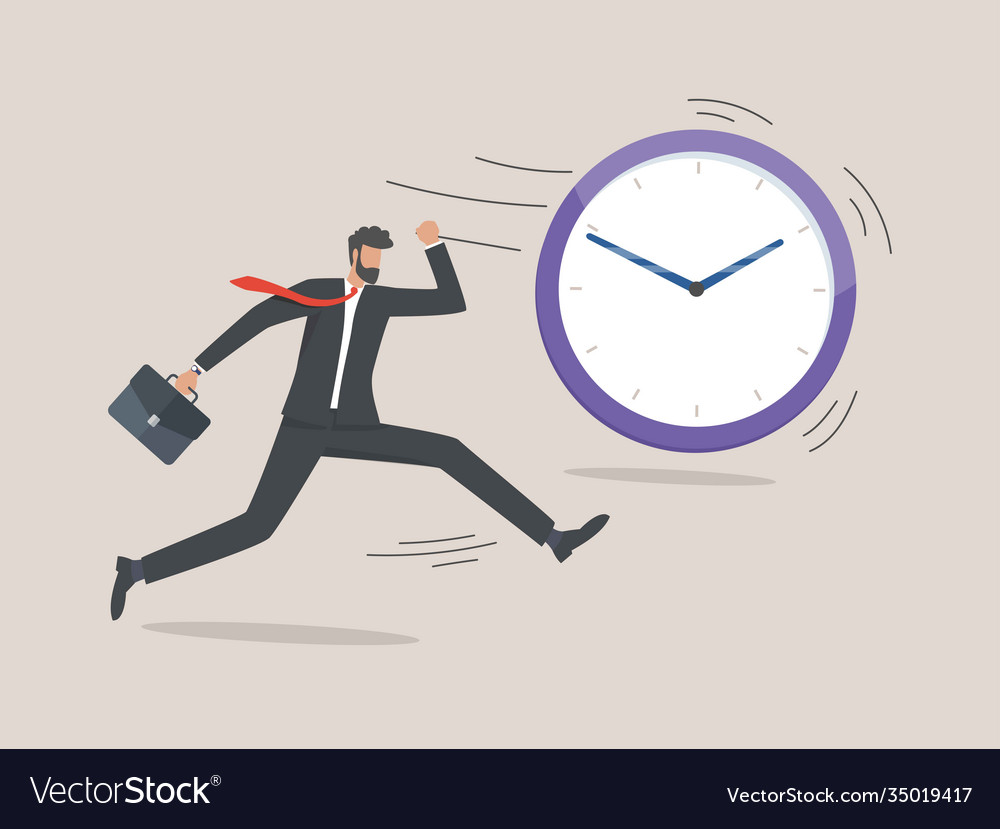 Interaction people and time businessmen run a rac Vector Image