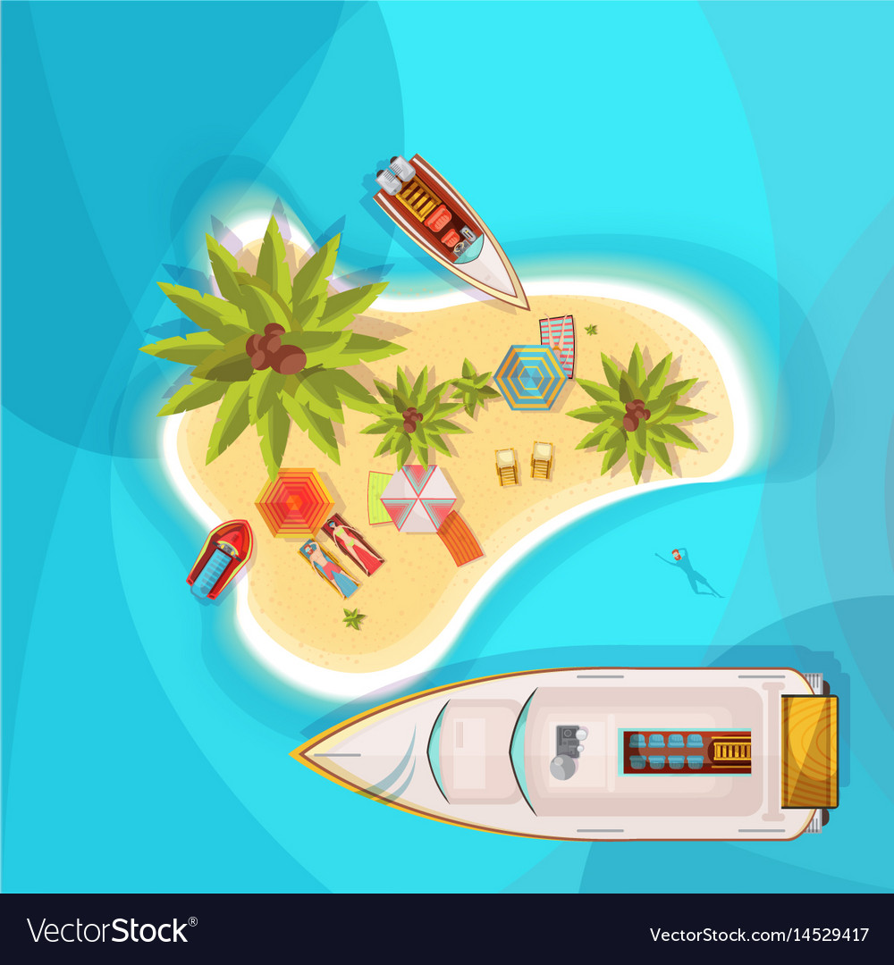 Island beach top view Royalty Free Vector Image