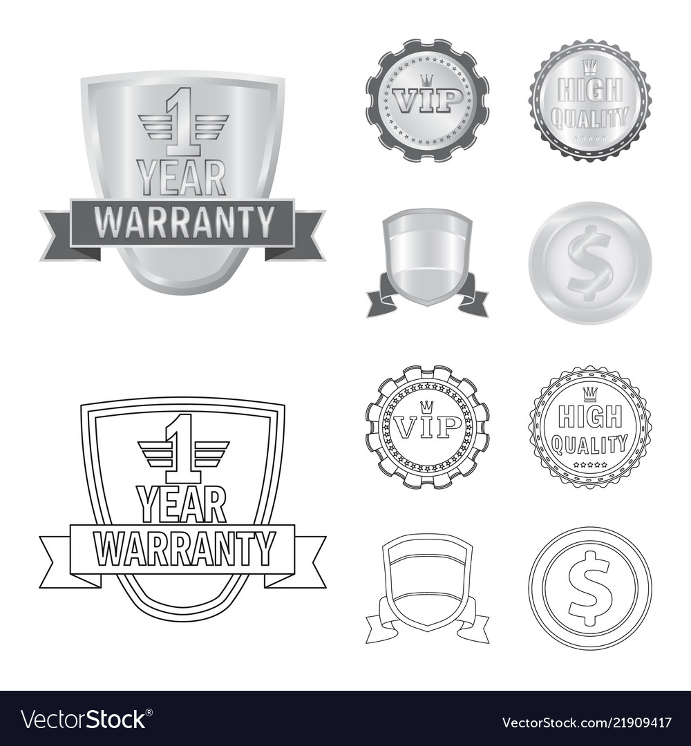 Isolated object of emblem and badge logo set vector image Isolated object of emblem and badge logo set