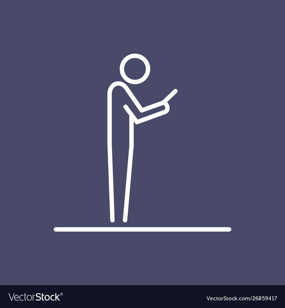 Man using smartphone icon ui people simple line