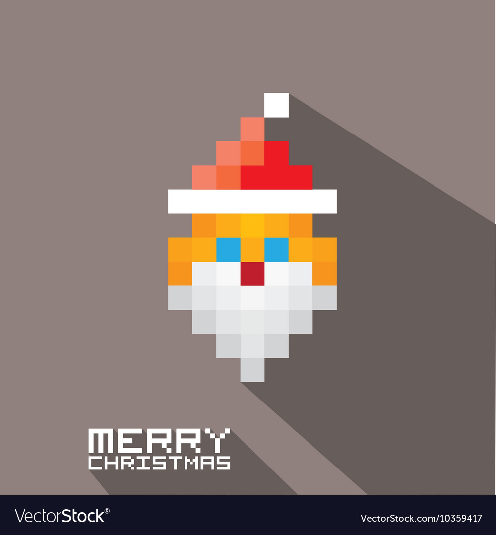 Merry Christmas Pixel Art Santa Claus Royalty Free Vector