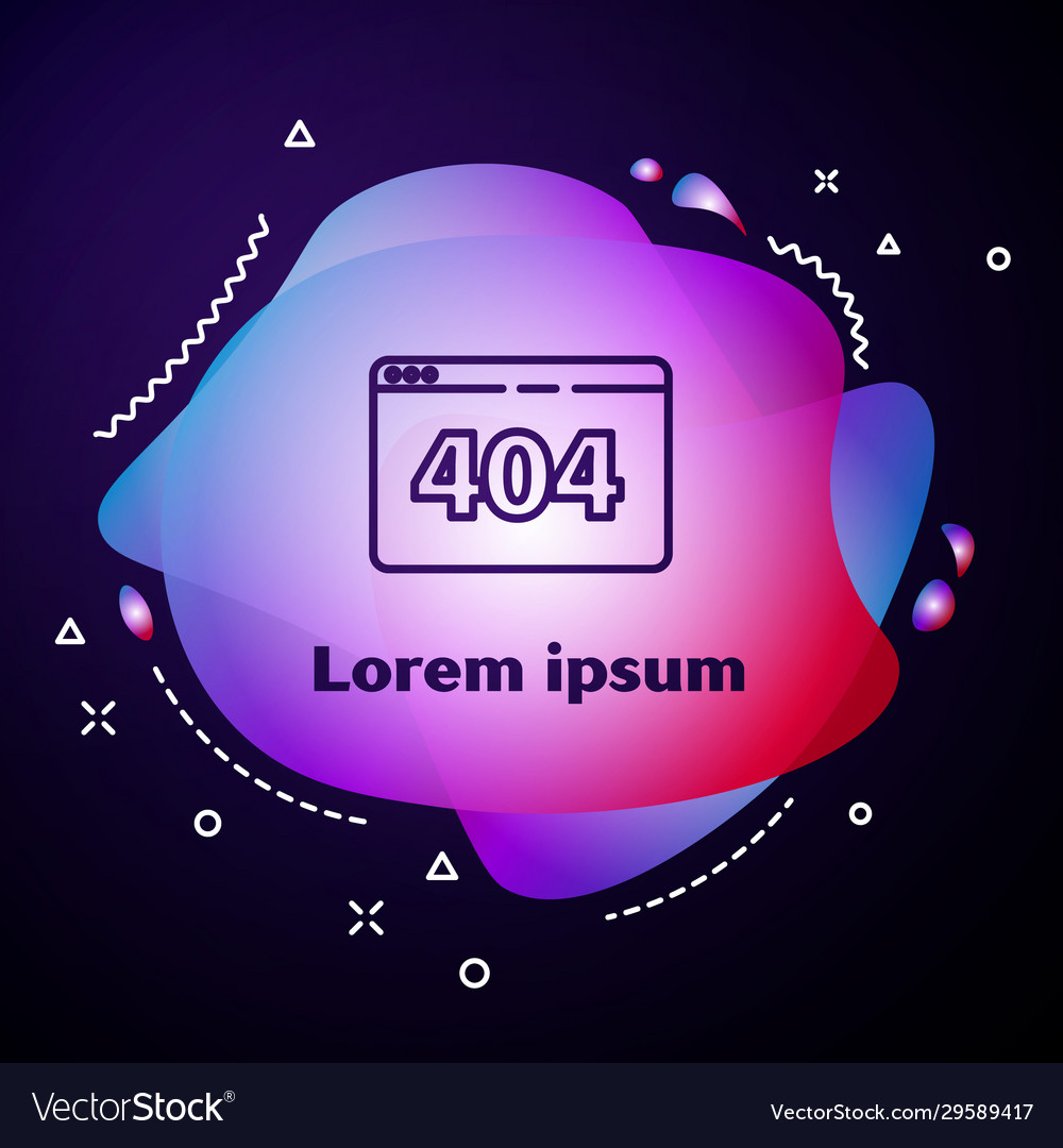 Purple line page with a 404 error icon isolated vector image Purple line page with a 404 error icon isolated