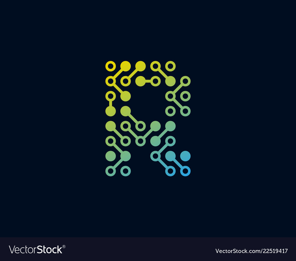 R-Schaltung digitales Buchstaben-Logo-Icon Design