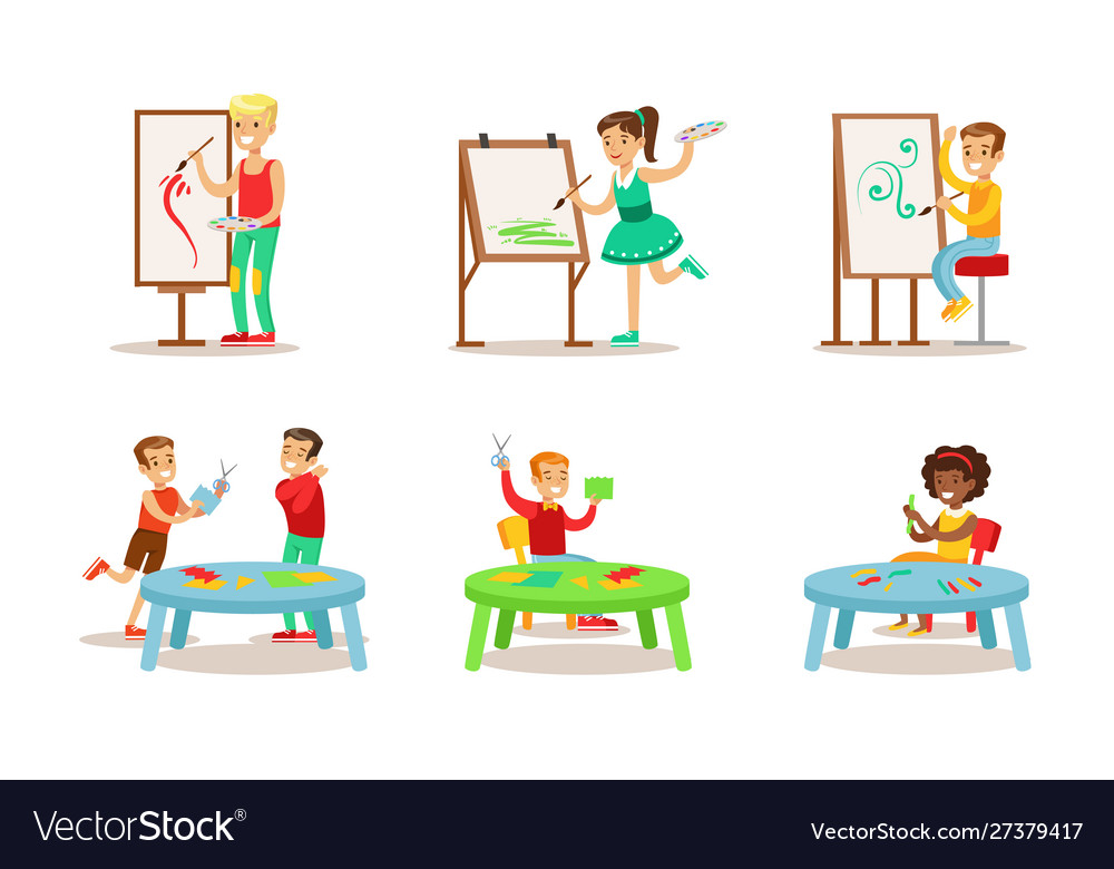 School children hobbies set teenagers boys Vector Image