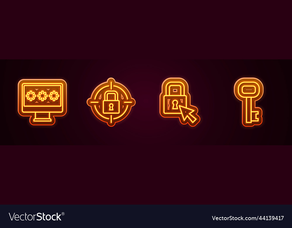 Set line monitor with password lock and old key vector image Set line monitor with password lock and old key