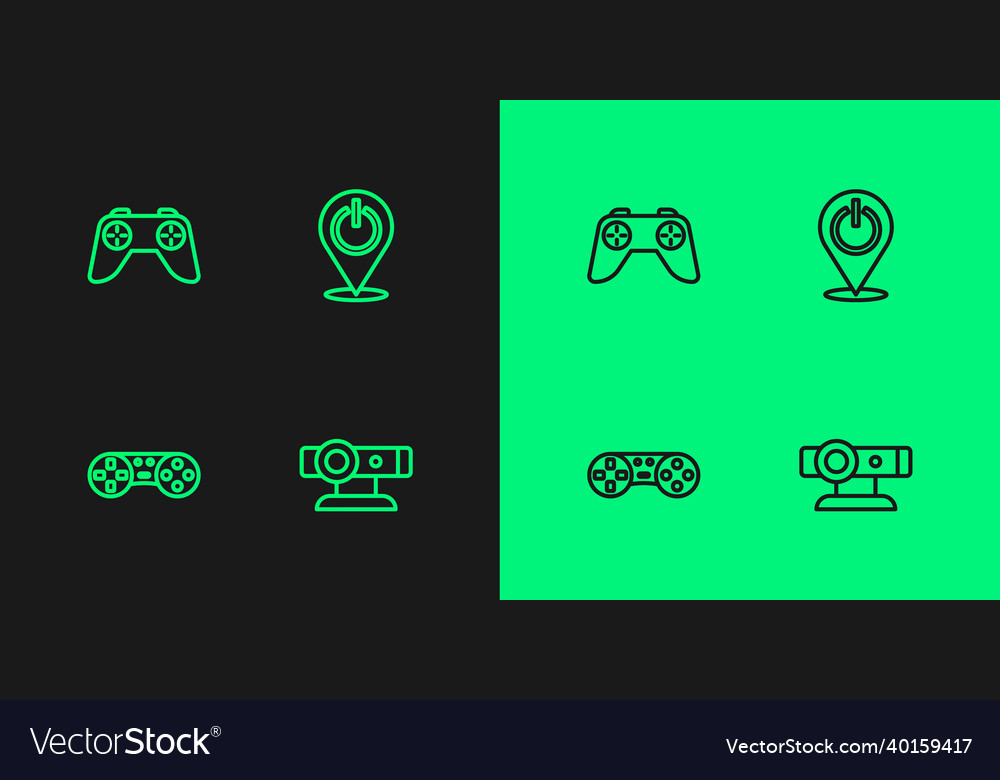 Set line web camera game controller or joystick vector image Set line web camera game controller or joystick