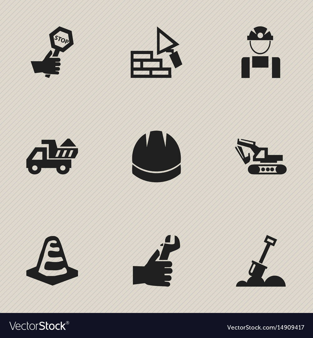 Set of 9 editable building icons includes symbols