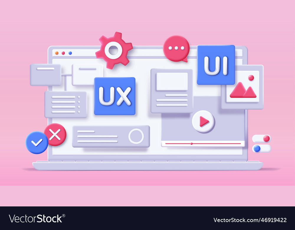 3d ui ux Royalty Free Vector Image - VectorStock