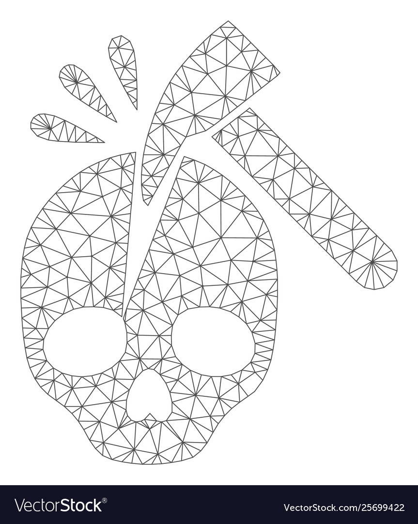 Break skull polygonal frame mesh