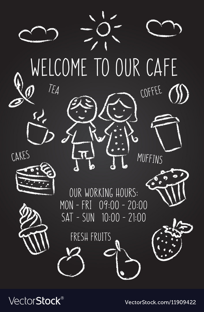 Chalkboard Cafe Willkommen Poster